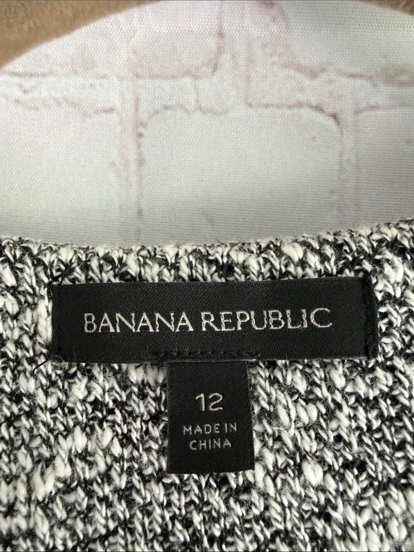 Banana Republic Black & White Tweed-like Zip-Front Blazer Jacket Woman’s Size 12 - Image 2