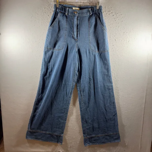 1629 |‎ Max Studio London Wide Leg High Waist Denim Trousers Blue Womens XS - Image 2