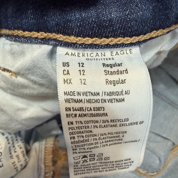 American Eagle Womens Size 12 High-Rise Skinny Kick Jeans Raw Hem Stretch Denim - Image 6