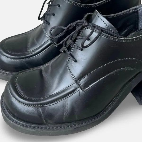Vintage Y2K Steve Madden Black Leather Chunky Heel Oxford Shoes Size 7.5 grunge - Image 11