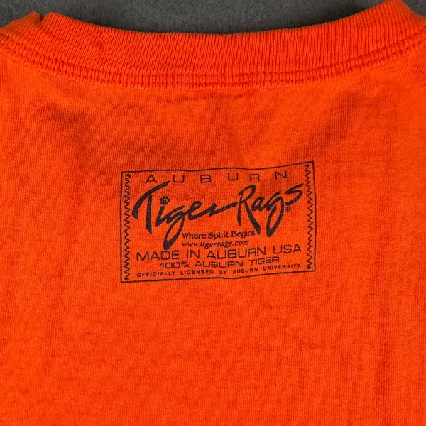 Vintage Auburn‎ Tigers T-shirt Russell Athletic Orange Medium SS Tiger Walk Tee - Image 9