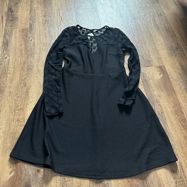 LULU’S In Hot Dot-Ter Long Sleeve Black Dress - Image 3