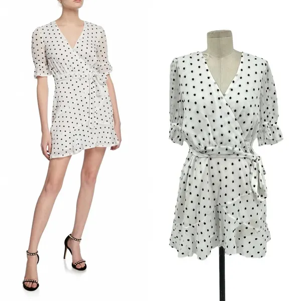 La Maison Talulah Something‎ About You Mini Dress in White Black Polka Dot Print - Image 2