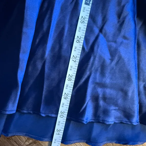 Victorias Secret Blue Satin Lace Trim Chemise Nightie Slip Dress Size XS - Image 6