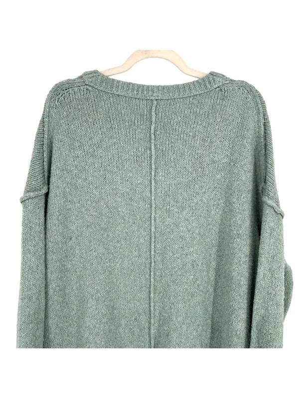 Free People Brookside Tunic Sweater Spearmint V-Neck Relaxed Fit Size Small - Image 5
