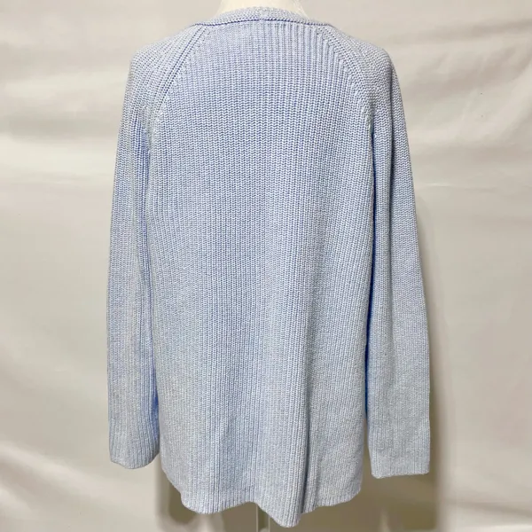 J Crew Cotton V-Neck Vented Hem Tunic Sweater AV009 Light Blue Size Medium - Image 9