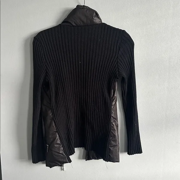 Miss Bolini Womens Jacket Quilted Puffer Ribbed Knit Wool Blend Brown Size S - Image 5