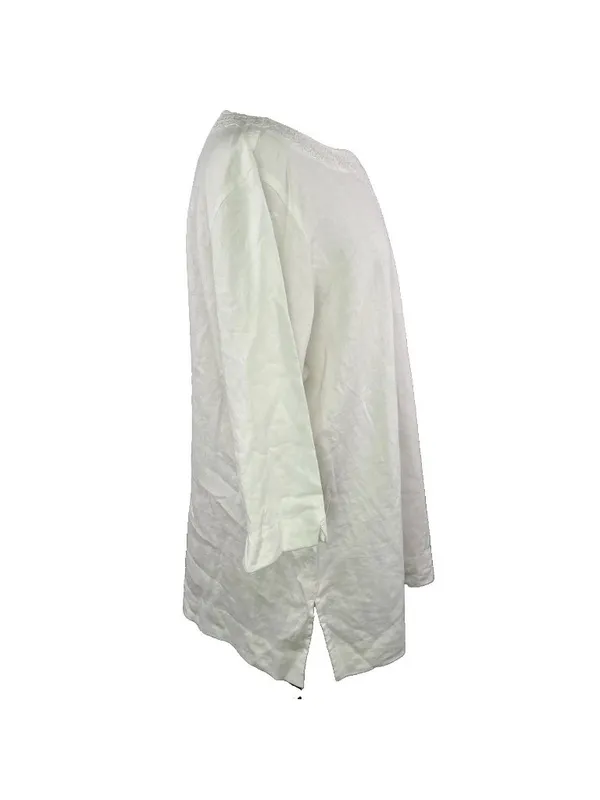 Elisabeth Sz 1X 100% Linen White Tunic Blouse Lagenlook Minimalist Coastal - Image 5