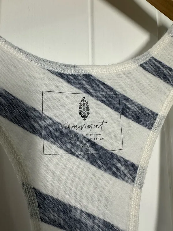 Free People Movement Keep Rolling Striped Tank Top in Navy and White - Image 3