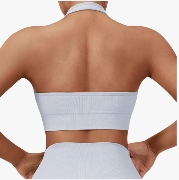 Blue Halter Workout Top - Image 2