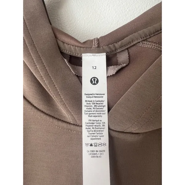 Lululemon‎ Softstreme Hoodie Size 12 Nomad Brown Pullover Sweatshirt - Image 2