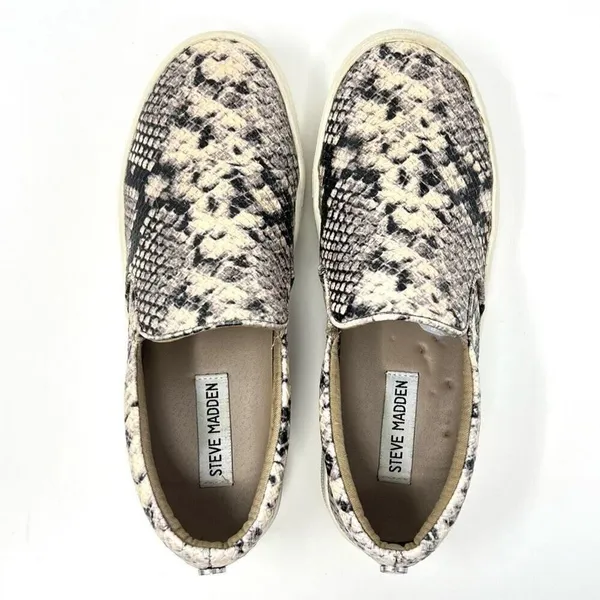 Steve Madden Gills Natural Snake Embossed Vegan Leather Slip-On Sneakers Size 7 - Image 6