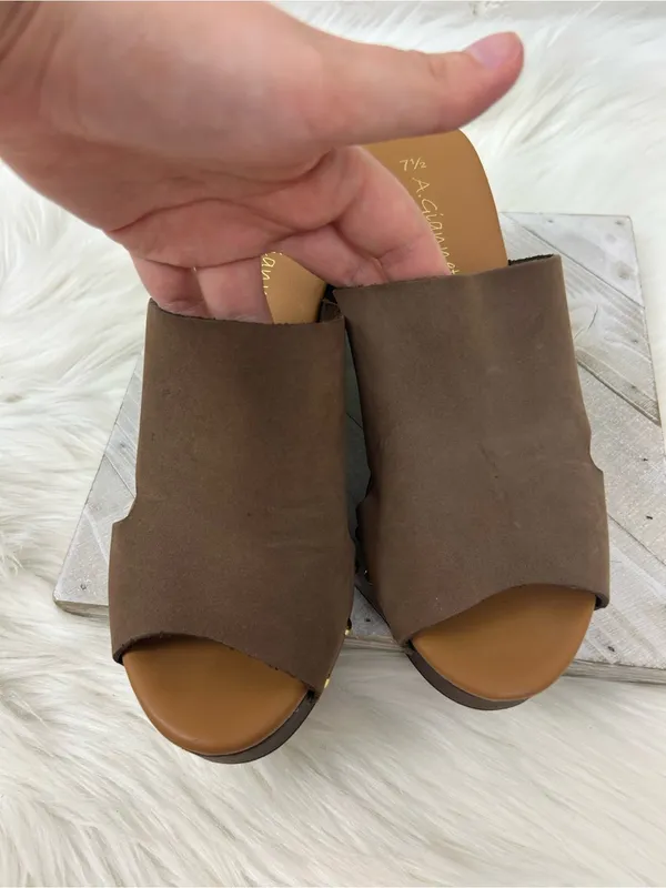 A.Giannetti Genuine Leather Heeled Mules Sandals Size 7.5 - Image 5