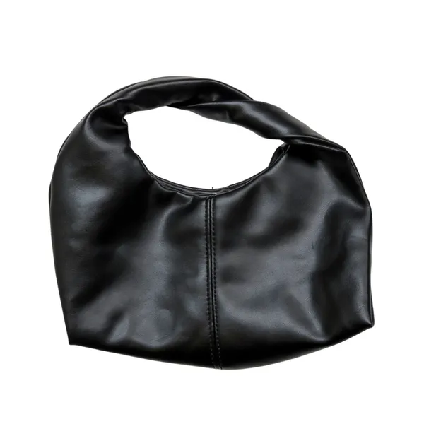 Commense Faux Black Leather Leather Handbag with Twisted Top Handle Mini Bag - Image 5
