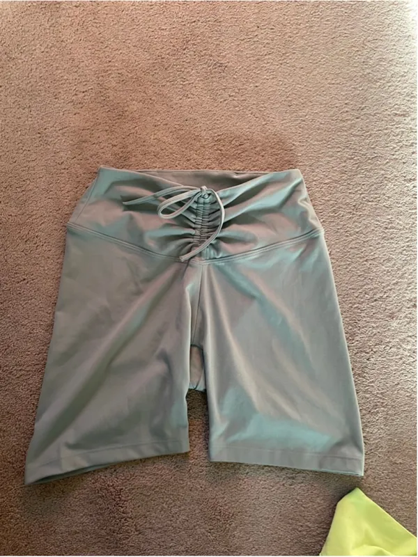 PINK Women's Active Bike Shorts S Sage Green - Image 2