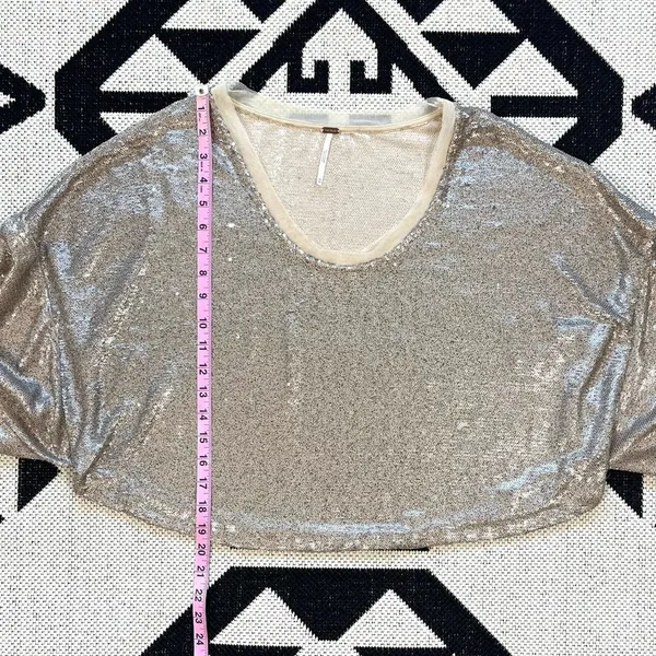 Free People Champagne Dreams Mini Sequin Dolman Sleeve Top XS - Image 12