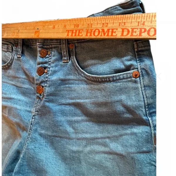 Madewell High-Rise Denim Shorts Button Fly Cut Off Raw Hem Size 26. - Image 4