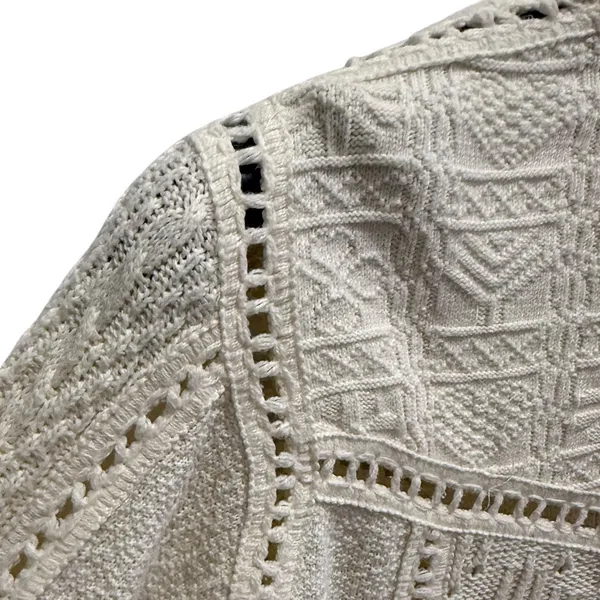 Peruvian Hand Crochet Cotton Zip Up Cardigan Sweater Cream Cottagecore Size M‎ - Image 4