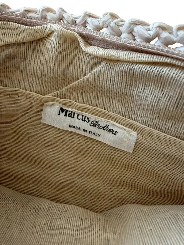 MARCUS BROTHERS Vintage Cream Woven Italian Clutch Bag - Image 5