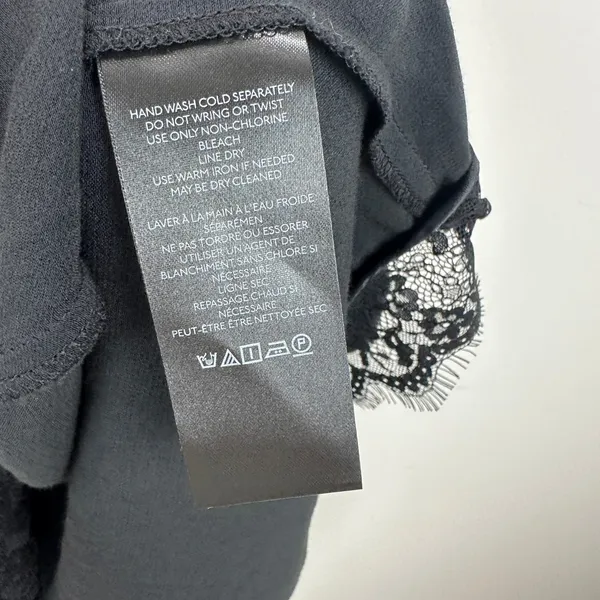 Anthropologie Lace Trimmed Wrap Dress Viscose Satin Long Sleeve Black XS NWT - Image 12
