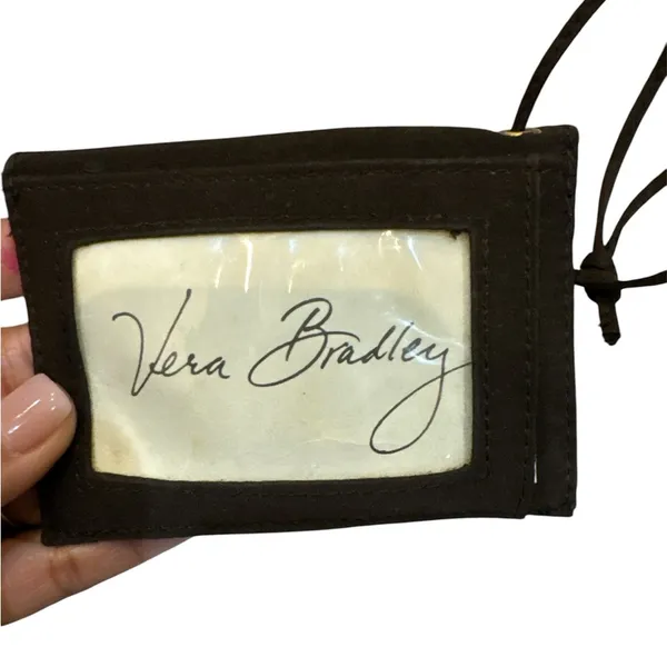 Vera Bradley ID Card Envelope‎ Wristlet Black Brown - Image 3
