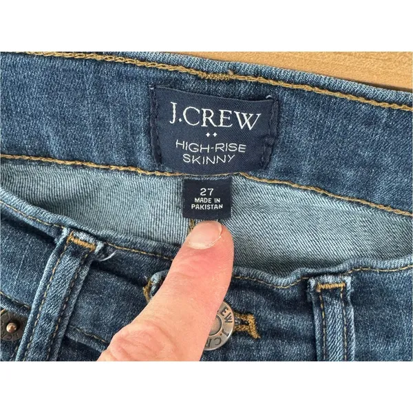 J. Crew Dark Blue High-Rise Button-Fly Skinny Jeans 27 - Image 10