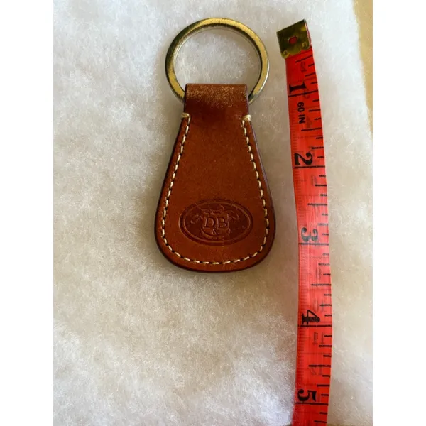 Dooney & Bourke Brown Gold Leather Keychain Ring Charm One Size - Image 4