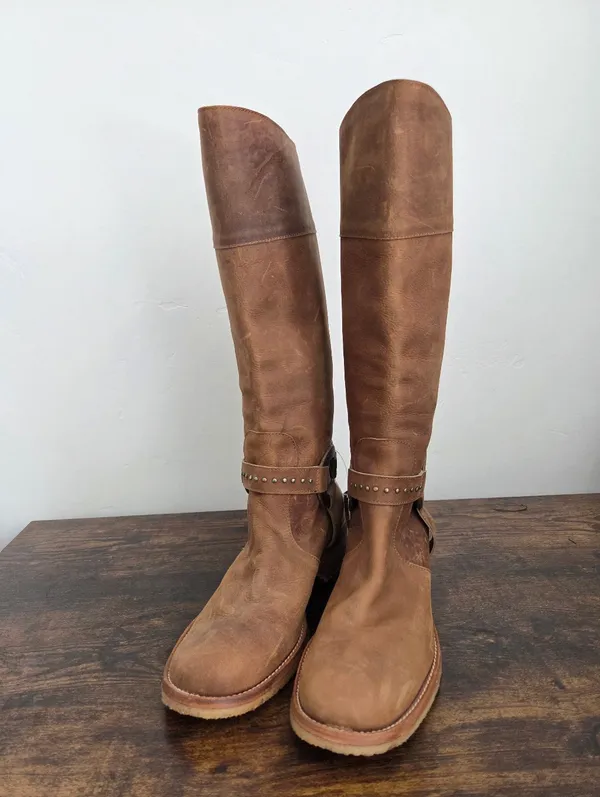 NEW Giorgia Galassi Tall Riding Boots Harness Leather Boho Equestrian Hippie 12 - Image 4