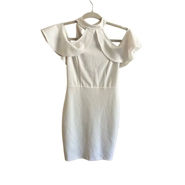 Lulus Your Time White Off-the-Shoulder Bodycon‎ Dress XS - Image 4