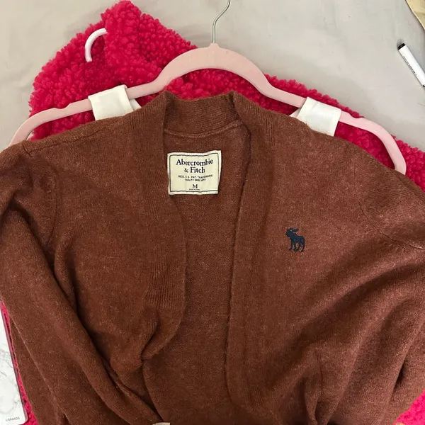 Vintage Abercrombie & Fitch Cardigan Size Medium Front Pockets‎ Rust Orange - Image 5