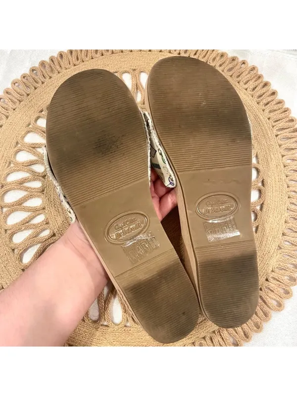 Dr Scholl's x Ganni Slide White Printed Sandals Size 9 Retro - Image 11