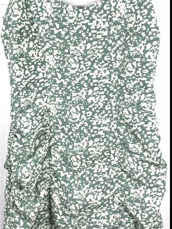Abercrombie Fitch Womens S Sage Green Ruched Mini Dress Bodycon Party Y2K - Image 2