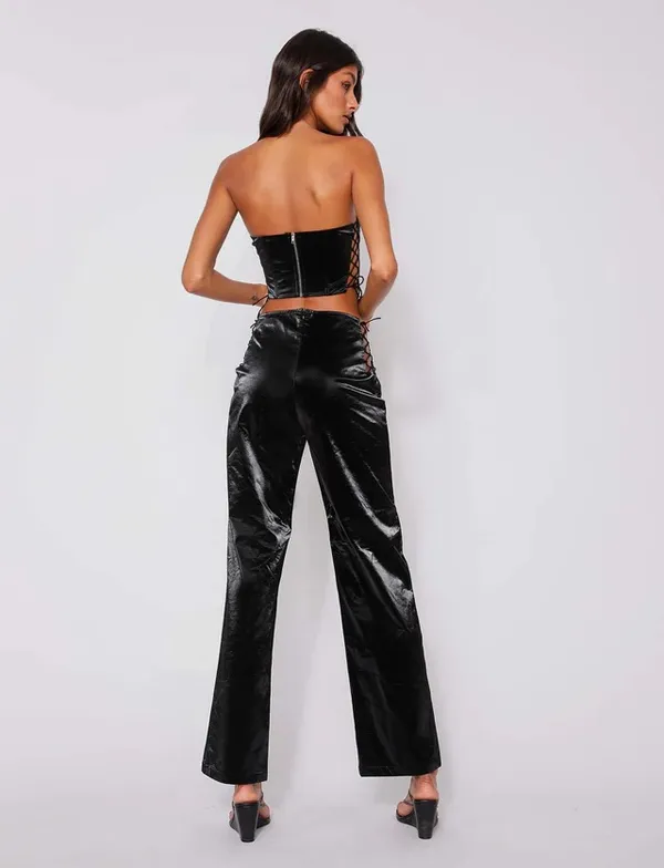 Tiger Mist Black Lace Up Cut Out Amity Pants - Image 5