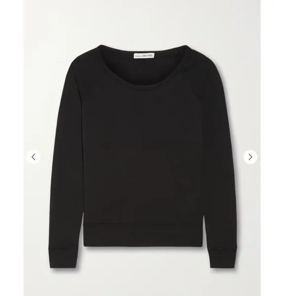 James Perse Cotton Relaxed Clean Raglan Sleeve Supima Pullover Sweatshirt Black‎ - Image 4