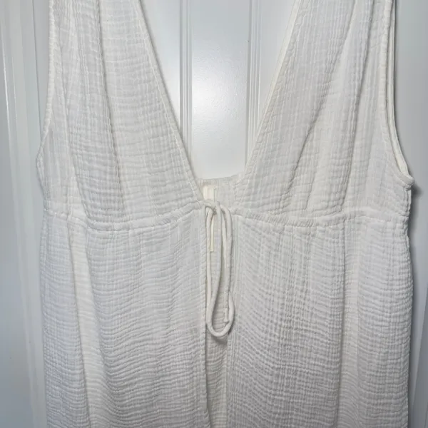 Anthropologie XL White Sleeveless Tie Front Cover Up Tunic Cottagecore Boho Chic - Image 4