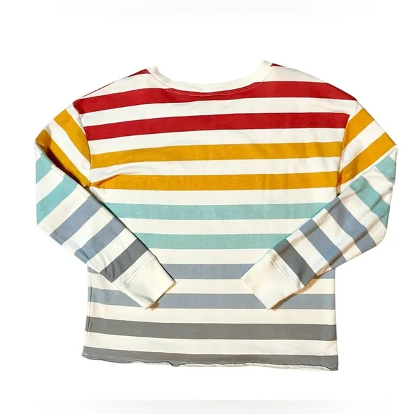 Doe Rainbow Stripe Red Heart Patch Crewneck Sweatshirt Size M - Image 4