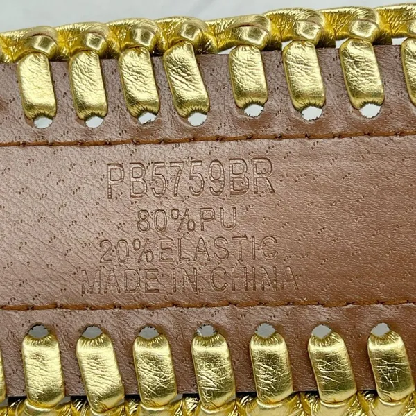 Brown Faux Suede Stretch Belt Metallic Gold Lacing Large/XL (L/XL) ✨ - Image 10
