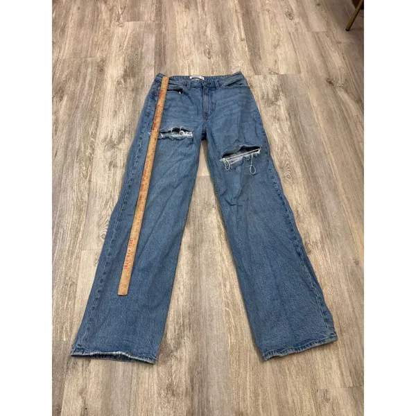 Abercrombie & Fitch Curve Love 90s Relaxed High Rise Distressed Jeans US 10 Tall - Image 6