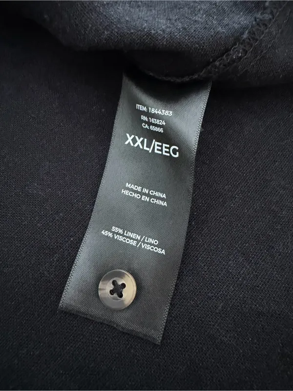 Well Worn Black Linen Blend Oversized Shirt Dress Pockets XXL - Image 3