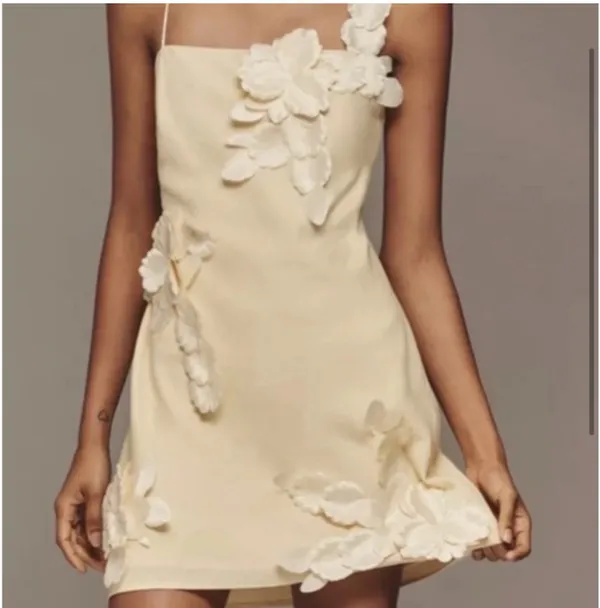 Anthropologie Yellow Hutch 3D Floral Mini Dress - Image 2