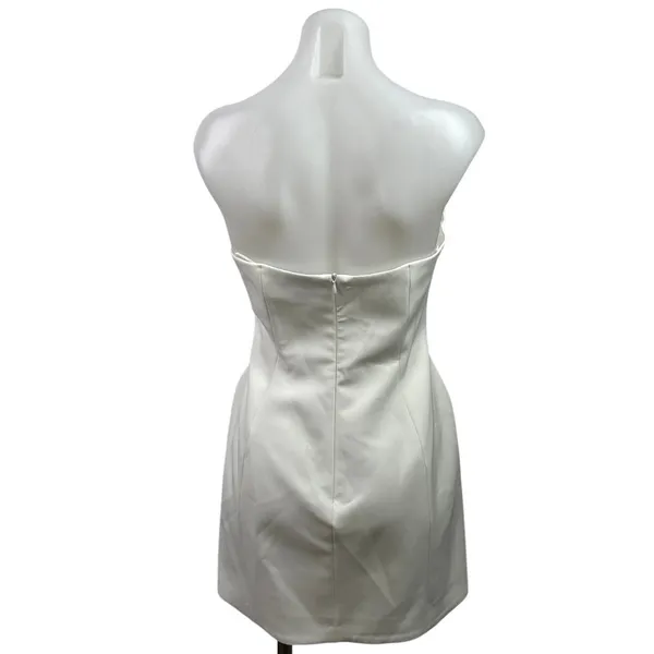 Zara White Satin Sweatheart Sleeveless Tube Mini A-Line Slip Tank Dress Size M - Image 3