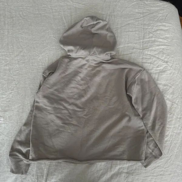 Aerie Beige Cropped Cotton Loose Fit Hoodie - Image 4
