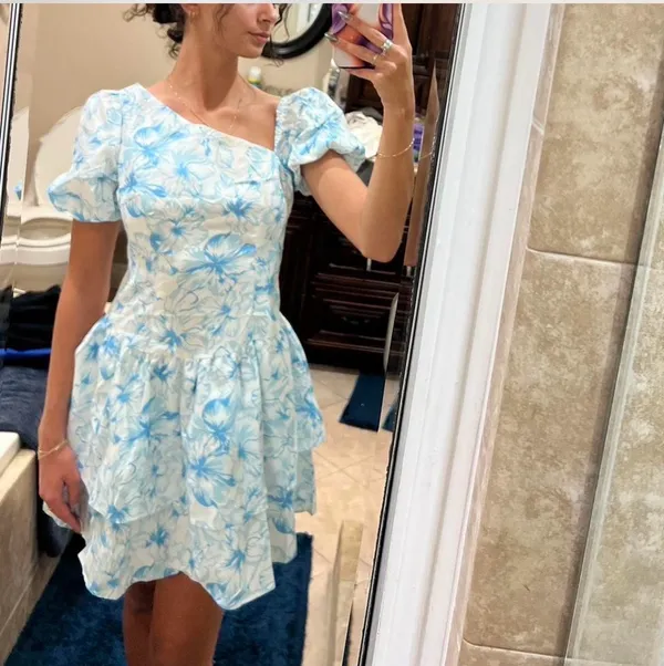 Floral puffer sleeve dress - Image 3