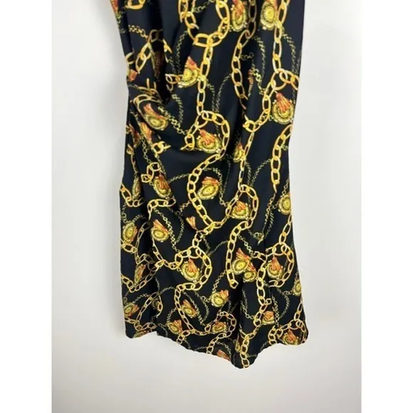 ASTR‎ The Label Mini Dress Chain Reaction Black Gold Chain Print Tie Back Small - Image 13
