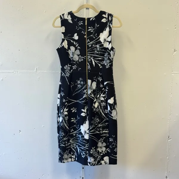 Calvin Klein Womens Black White Floral Sleeveless Scuba Sheath Dress Size 6 - Image 2