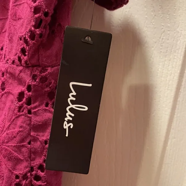 Lulu’s Biscay Magenta Ruffled Eyelet Lace Dress - Image 6