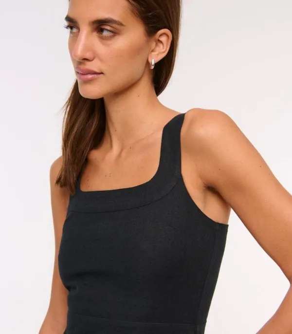 Abercrombie & Fitch: Linen-Blend Wide Strap Mini Dress - Image 5