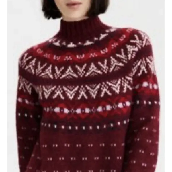 American Eagle Womens Fair Isle Pullover Sweater Size XS Wool Mock Neck - Image 2