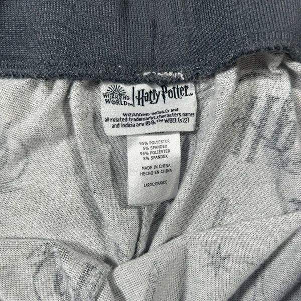Harry Potter Wizarding World Gray Pajama Set Long Sleeve Joggers Large HP Print - Image 4