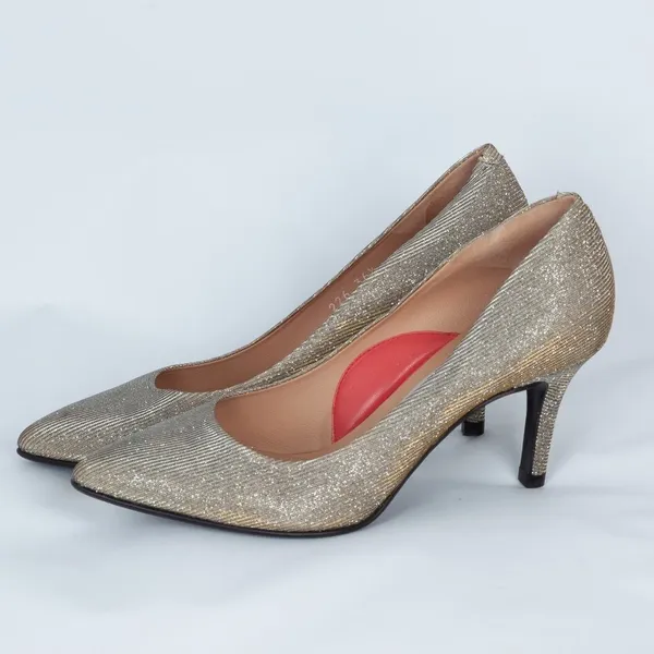 Toujours by Pas de‎ Rouge Metallic Gold Glitter Pumps Size 36.5 - Image 7